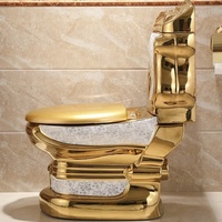 WC monobloc Royal en céramique dorée à double chasse, à sortie verticale, de luxe extrême, qualité première classe, design moderne