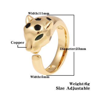 Hiphop anneau ouvert léopard réglable plaqué or 18k arabie saoudite moyen-orient - Product Image 3