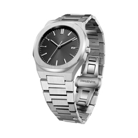 Montre automatique squelette à remontage automatique pour homme, édition limitée, en acier inoxydable brossé de luxe, avec cristaux, résistante à l'eau et lumineuse