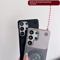 Étui de téléphone magnétique en cuir PU pour Samsung Galaxy S26 Ultra 360 °   Support rotatif pour téléphone avec lumière, parfum, protection antichoc et refroidissement