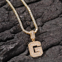 UWIN-Collar con colgante de letra Baguette CZ de latón para mujer, joyería con colgante de letra inicial de Color dorado