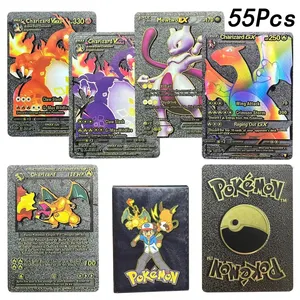 Cartes Pokemon en métal doré noir <span class=keywords><strong>Vmax</strong></span> GX, boîte de cartes Mewtwo Charizard <span class=keywords><strong>Pikachu</strong></span>, collection rare, cartes d'entraînement de combat, jouets pour enfants, cadeau - Product Image 5
