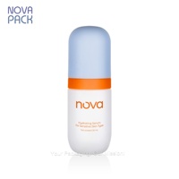 Flacon pompe en verre blanc de 30 ml (1 oz) en forme de capsule pour sérum, emballage de fond de teint, flacons cosmétiques vides avec pompe orange et logo
