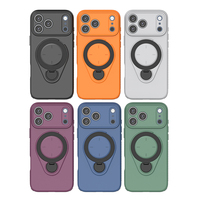 Coque de téléphone en silicone liquide magnétique avec support rotatif et anneau de maintien pour iPhone 17 16 15 14 13 12 Pro Max Plus