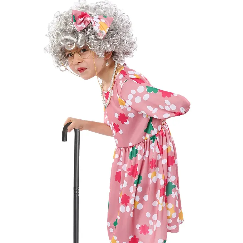 Festa di carnevale di Halloween performance asilo con accessori gonna rosa floreale Cosplay della nonna del giorno dei bambini