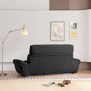 Canapé-lit compact en tissu carré moderne à deux places avec coussin en mousse rempli, dossier profond, siège profond, salon, villa, appartement - Product Image 4