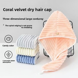 Quick-Dry Thickened Absorbent Twill Triangle Hair Cap Striped Pattern Headband <b>Towel</b> for Wiping and Drying Hair - Product Image 4