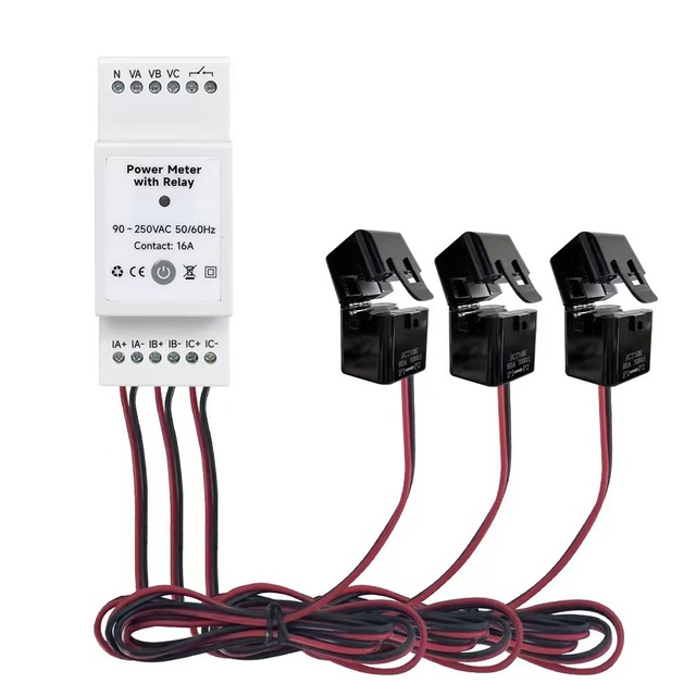 Tuya WiFi 3 Phase Smart Electric Power Meter 80A/120A/200A/300A/500A Bidirectional Energy KWH Instrument Monitor With 3CT Relay