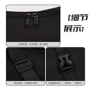Sac bandoulière pour homme en nylon, grande capacité, couleur noire unie, haute qualité, pour tenues de tous les jours, printemps - Product Image 5