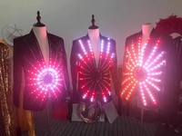 RICHSHINING Costume de scène pour adulte avec lumière LED RVB Vêtements de danse lumineux pour les bars de boîte de nuit et les fêtes Décorations de fête