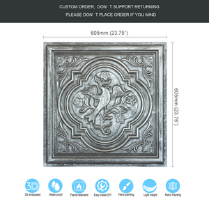 Cổ tin pl39 gạch Trần mộc mạc thiết kế nội thất Bảng điều khiển trang trí không thấm nước chống cháy gạch vuông để cải thiện nhà - Product Image 5