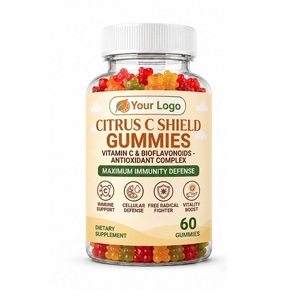 Gummies Citrus C Shield, saveur citron véritable, véganes, sans gélatine, gommes à mâcher moelleuses aux fruits, sans colorants artificiels, sans arômes artificiels - Product Image 1