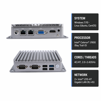 PC Industrial sin Ventilador Intel Celeron J1900 Quad Core, Doble LAN, RS232 COM, Mini Ordenador, Win10, Linux, CE
