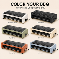 3-in-1 Koreanischer Barbecue-Grill mit Netz & Antihaftbeschichteter Abnehmbarer Platte und Magnetstreifen, Rauchfreier Koreanischer BBQ-Grill für Küche und Party