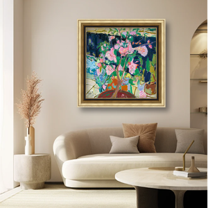 Zhang Liping's Realistic Oil Painting of Gardenias Tranquil Gardenia - Framed in a Retro <b>Frame</b>, Home Decoration Original Clear L - Product Image 1