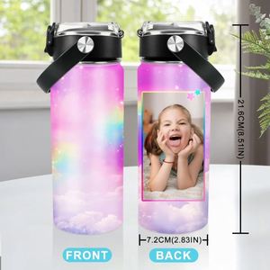 Personalized Stainless Steel Insulated Thermos <b>Water</b> <b>Bottle</b> with Custom <b>Name</b> for Kids School - Product Image 2
