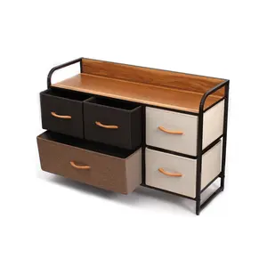 Customized 5L-614 Dresser <strong>Chest</strong> <strong>of</strong> <strong>5</strong> <strong>Drawers</strong> Furniture Storage Tower Sturdy Steel Frame - Product Image 1