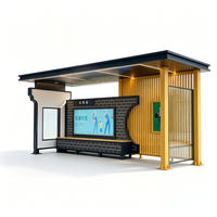 Abri de bus moderne en acier galvanisé avec banc intégré et caisson lumineux publicitaire double face pour arrêts de bus
