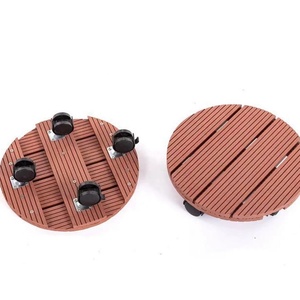 Chariot de pot de <span class=keywords><strong>fleur</strong></span> mobile en plastique <span class=keywords><strong>composite</strong></span> rond Chariot de jardinière en WPC avec roues universelles prix de gros - Product Image 6