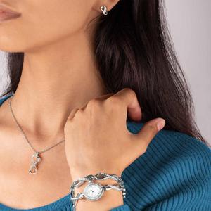 2025 New Fashion Analog Dial Display Casual <strong>Women's</strong> <strong>Watch</strong> <strong>Set</strong> with Pearl Dial Stainless Steel Chain Oval Diamond Quartz - Product Image 5