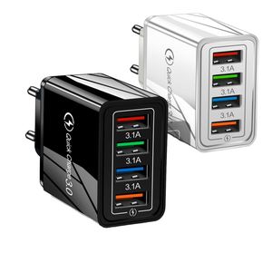 อะแดปเตอร์ชาร์จไฟแบบติดผนัง 4 พอร์ต USB รองรับ Quick Charge 3.0 หัวปลั๊ก EU US UK สำหรับโทรศัพท์มือถือ - Product Image 1