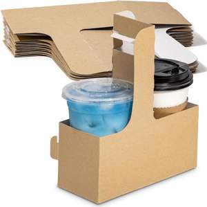2 Tassen Einweg-Getränke träger mit Griff, 100er Pack Kraft karton behandelte Getränke träger 12-30 Unzen zum Mitnehmen Kaffeetasse halter - Product Image 1