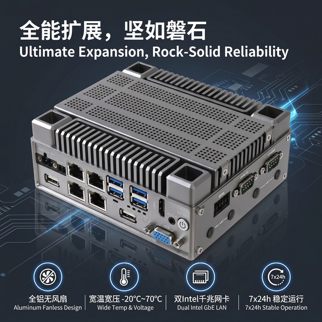 Yantronic Low Power J6412N97 N100 4th ~12th Gen U-Series Core Embedded Computer 32GB RAM 1TB HDD 4LAN 5USB 2CAN Shock Resistant