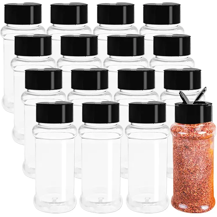 Scatola di immagazzinaggio del condimento contenitore di pepe PET personalizzato plastica trasparente agitatore di sale bottiglie di condimento ampolla cucina vaso di spezie alle erbe