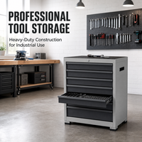 Armoire à outils en acier mobile à roulettes avec 5 tiroirs, serrure RFID, roulettes robustes, chariot de rangement pour usage en atelier