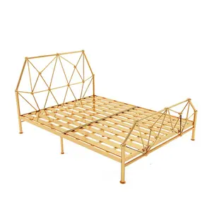 Letto da giardino moderno nordico in metallo con struttura doppia in ferro battuto singolo lusso leggero 1.5m 1.8 letto per la casa