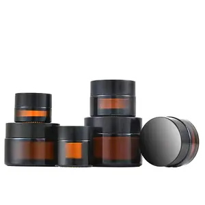 Fabricação 1oz 2oz 4 oz 120ml Vazio Black Lid Amber Glass 4 oz Cosmetic Jar (GJM02)