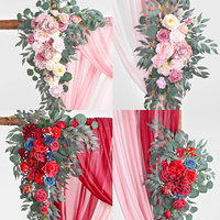 Guirlande florale artificielle rose poudré en chiffon pour arche de mariage, rideau de fond pour décoration de cérémonie de mariage sur arche en bois de bouleau