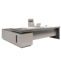 Bureau en forme de L moderne, mobilier de travail pour PDG, cadre exécutif, gestionnaire informatique, bureaux de luxe pour la pièce, table de conception moderne et ensemble de chaises