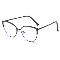 Nouvelles Lunettes Photochromiques Anti-Lumière Bleue pour Femmes 2025, Monture Métallique Pleine Cat-Eye, Motif Uni, Tendance Adulte