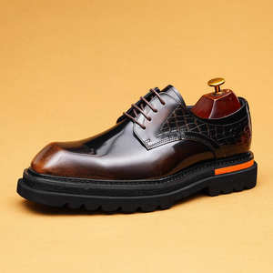 Chaussures Oxford pour hommes en cuir véritable, style décontracté et professionnel, modèle 2025, de haute qualité, à lacets, bout fermé, formelles, antidérapantes, semelle en caoutchouc - Product Image 6
