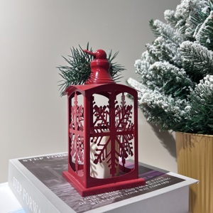 Linternas pequeñas de vacaciones de Navidad <span class=keywords><strong>verde</strong></span> <span class=keywords><strong>blanco</strong></span> rojo metal <span class=keywords><strong>linterna</strong></span> vintage decoración de Navidad colgante hogar linternas pequeñas - Product Image 3