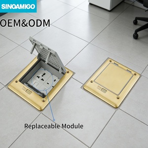 Boîtier de sol étanche SINOAMIGO IP66 en acier inoxydable pour alimentation et données, pour sol surélevé ou en béton - Product Image 1