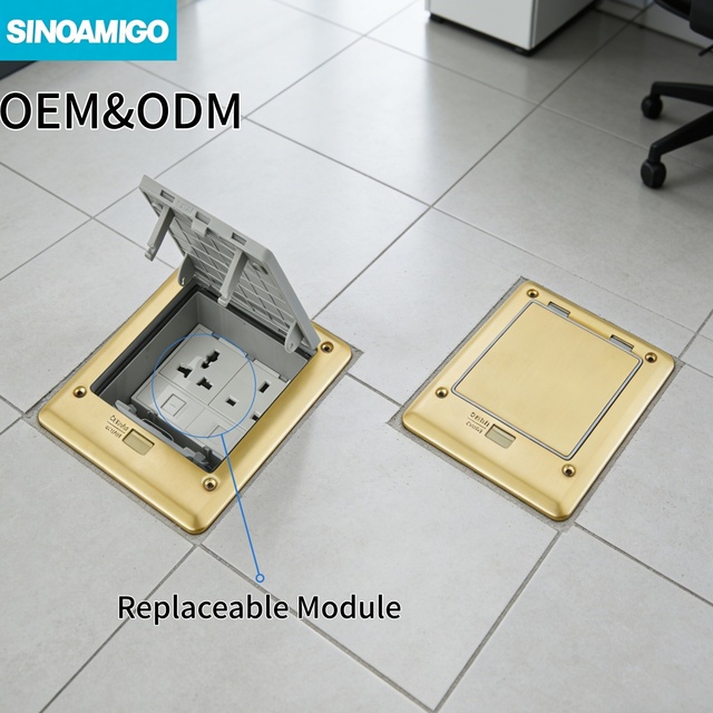 SINOAMIGO IP66 Stainless Steel Power Data Waterproof Floor Socket Floor Box for Raised or Concrete Floor