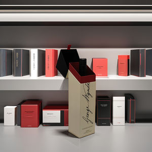 Custom Printed Matte Finish Rigid Cardboard Wine <b>Gift</b> Box <b>Gold</b> Foil Laminated Recycled Materials for Whisky Brandy Storage - Product Image 1