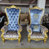 Chaises game of thrones de reine à l'image dorée, meubles de salon, chaise grande taille, incurvée, en bois massif, siège d'amour, pour mariage