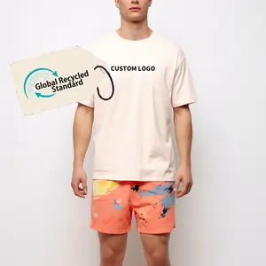 custom logo Mens Cotton Workout Shirts Custom Round Collar summer hawaiian T Shirts and summer beach shorts for men