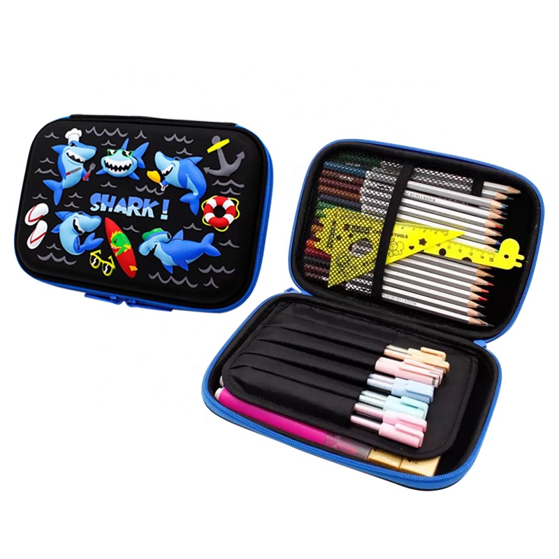 Большой пенал для карандашей Shark Inset, чехол для цветных карандашей, гелевых ручек, кистей, товары для рукоделия, EVA чехол для переноски