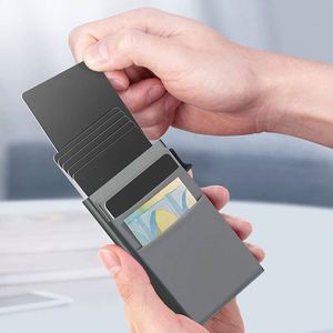 XDH1889 Top Seller Men Aluminum <b>Metal</b> Slim Minimalist Slim Credit Card Holder Front Pocket Automatic Pop up <b>Wallet</b> for Gifts - Product Image 2