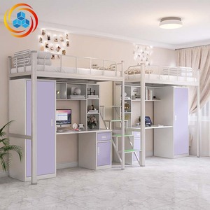 <span class=keywords><strong>Lit</strong></span> superposé moderne en acier pour adultes YiCun, idéal pour appartement étudiant, avec armoire, <span class=keywords><strong>bureau</strong></span> et casier intégrés, design simple et moderne pour dortoir - Product Image 1