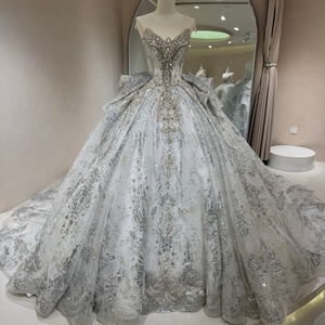 DW0191 Vestidos de Novia Brillantes sin Mangas con Lentejuelas y Cuentas, Estilo Imperio - Product Image 1