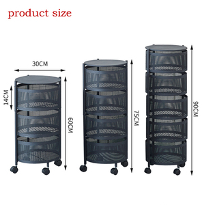 3/4/5 Tầng Dễ Dàng Di Chuyển Và Làm Sạch Tiện Ích Xoay Xe Đẩy Giỏ Lưu Trữ Nhà Bếp - Product Image 1