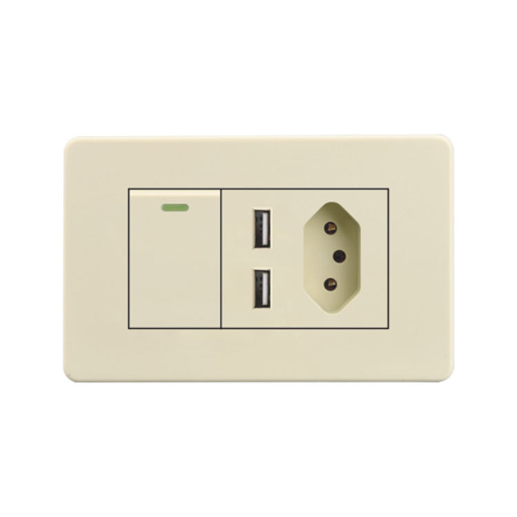 Us Standard 1/2/3 Gang Hotel Electric Light Switch Wall Outlet Switch Home Beige Electric Wall Socket