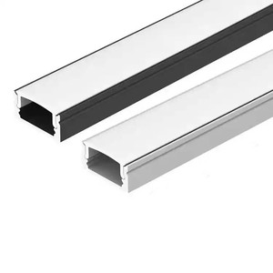 Carcasa en forma de U de alta calidad, extrusión de aluminio, perfil Led, cubierta de PC, difusor para iluminación de pared de techo, Canal LED negro - Product Image 1