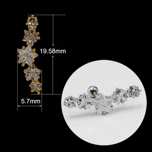 Stella della moda carino zircone <span class=keywords><strong>orecchini</strong></span> 20G Piercing in acciaio inox per le donne per la festa di nozze elica <span class=keywords><strong>lobo</strong></span> Conch orecchino Piercing - Product Image 5