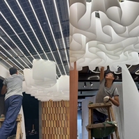 Lustre créatif pour hôtel et mariage, en papier texturé français, texture ondulée, translucide, LED anti-éblouissement, taille personnalisable